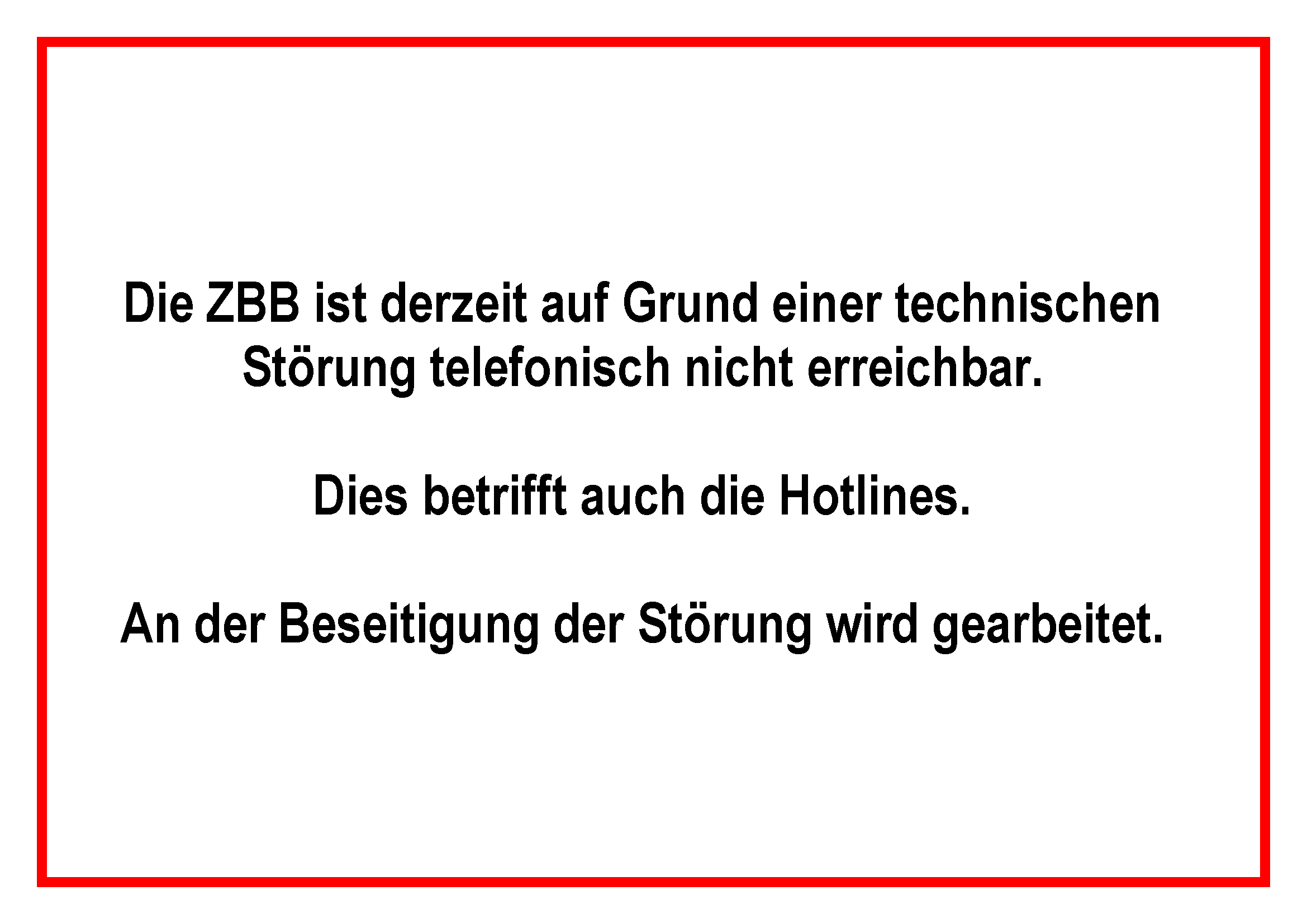 Störung der Telefonanlage
