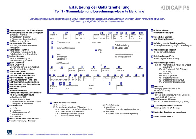 Erläuterung der Entgeltbescheinigung Teil 1