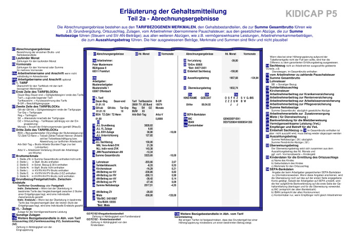 Erläuterung der Entgeltbescheinigung Teil 2a